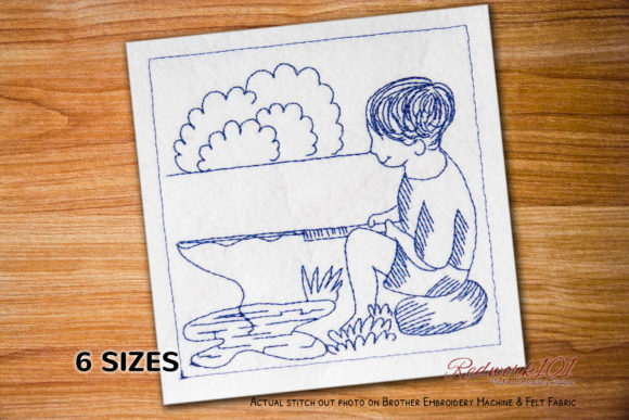 Review: Boy Holding a Fishing Pole Redwork