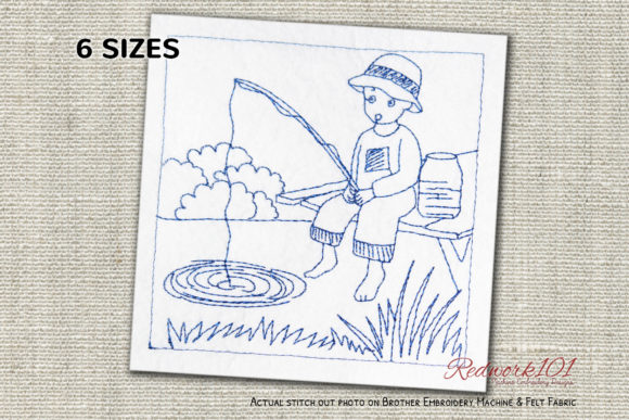 Review: Boy Sitting with Fishing Pole Redwork