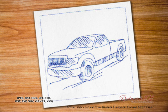 Reviewing Truck Side View Redwork for Small Business Merch